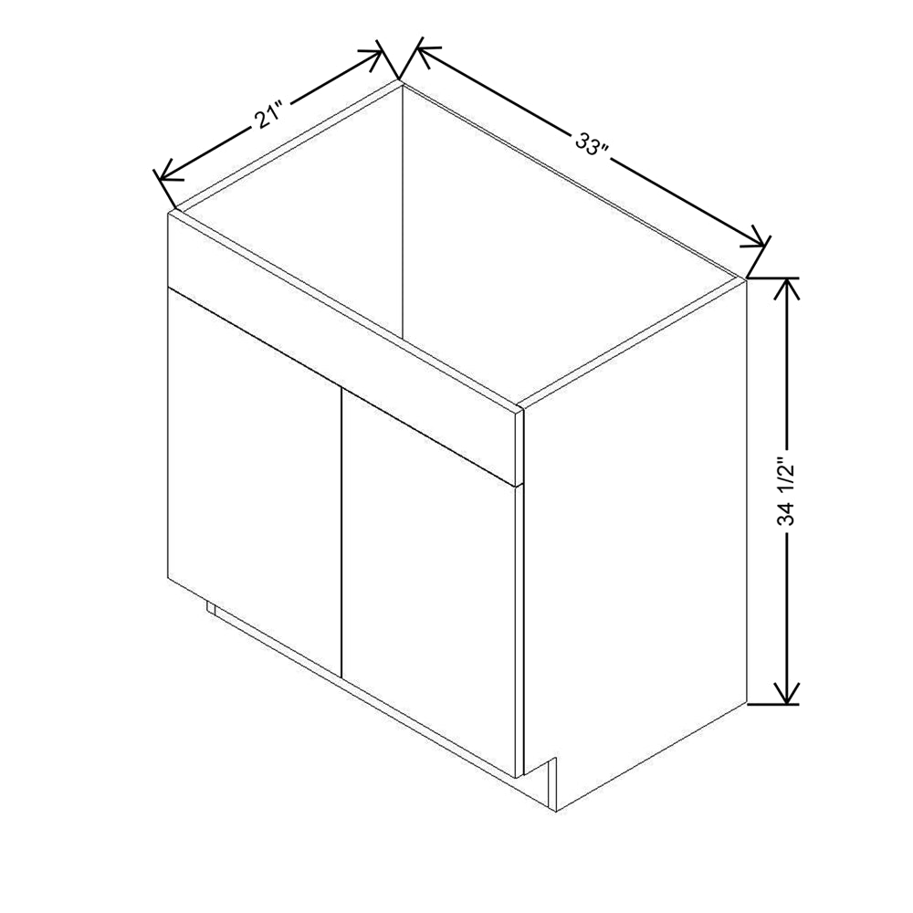 Modernform Cabinet Matte White 33" W X 34 1/2" H X 21" D Vanity Sink Base 2 Doors/1 False Front